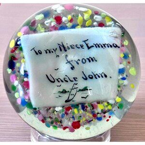 Antique Millville Magnum Plaque on Frit Glass Paperweight South Jersey 3 1/2"W